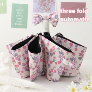 French floral automatic/manual umbrella Sunscreen UV umbrella folding umbrella Portable ladies umbrella