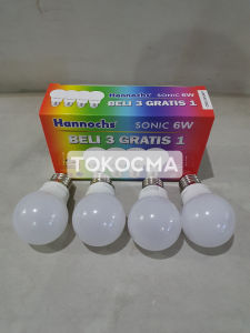 PAKET ISI 4Pcs Lampu Bohlam LED Sonic 6w10w13w Hannochs Cahaya Putih
