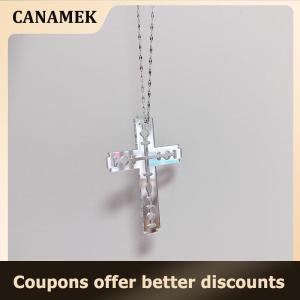 【 CANAMEK 】 Y2K Cross Blade Acrylic Pendant Necklace For Women Men Harajuku Clavicle Chain Aesthetic Jewelry