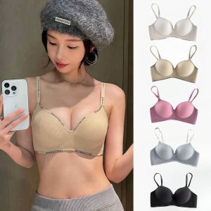 Seamless Push Up Bra For Women English Letter Wireless Deep V Bra Female Lingerie Women Gathered Breasts Anti-sagging Underwear