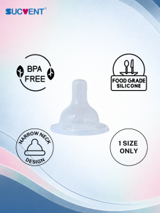 SucVent Narrow Neck Silicone Teat / Nipple for Baby Feeding / Milk Bottle - (Pre-Term / Ultra Slow Flow Rate)