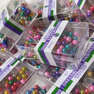 Mozo - Jarum Pentul Besar Kotak Mika Isi 100 / Aksesoris Hijab Stainless Steel Anti Karat / Pearl Pins Bulat