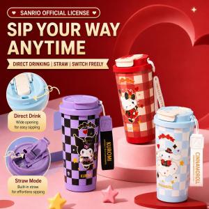 Sanrio Hello Kitty Coffee Mug 520ml 316 Stainless Steel Dual Drink Tumbler LFB430