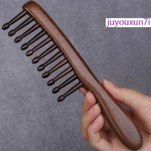 juyouxun7i หวีนวดเส้นลมปราณธรรมชาติไม่เกิดไฟฟ้าสถิตหวีซี่กว้างสำหรับผู้หญิงผมหยิกตรง