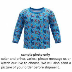 Longsleeve shirt for babies and kids ages 1 to 4 years old in plain and printed cotton fabric with cute graphic print for kids boy