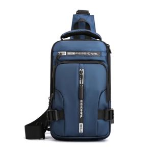 TAS SELEMPANG PRIA KEREN MULTIFUNGSI WAISTBAG PRIA SPORT USB CHARGER WATERPROOF