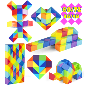 Kids Educational Toys Twist Snake Cube Puzzle 24/36/48/60/72 Wedgets Twist Puzzle Brain Teaser Toys Family Games Birthday Party Favors
