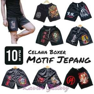CELANA PENDEK BOXER MOTIF KARAKTER PRIA WANITA WARNA HITAM SHORT