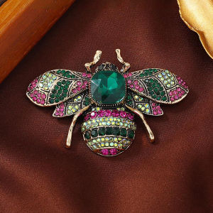 [fenggongshuode] Vintage Metal Crystal Rhinesotne Insect Bee Brooches For Women Clothing Coat Jewelry Accessries Gift