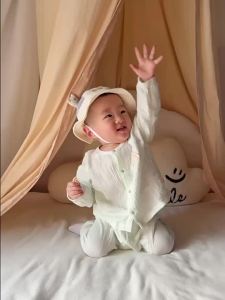Baby Double-Layer Gauze Set A Infant-style two-piece outdoor clothing lightweight and breathable summer suit for boys and girls