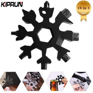[Ready stock] KIPRUN 18 in 1 Snowflake Spanner Keyring Hex Multifunction Outdoor Hike Wrench Key Ring Pocket Multipurpose Camp Survive Hand Tools