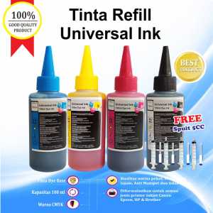 Paket Tinta Universal 100ml CMYK Cartridge Printer HP 680 682 678 803 802 + Spuit