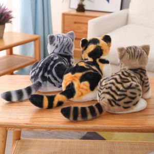 ZEEMIN 26cm Stuffed Lifelike Cats Plush Toy Simulation American Shorthair Cute Cat Doll Pet Toys Home Decor Gift For Girls Birthday