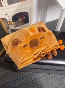 《1206》ผ้าคลุมมีฮู้ดลายการ์ตูนคาปิบาราสำหรับผู้หญิงและผู้ชาย ผ้าห่มฉลามไดโนเสาร์ เสื้อคลุมอาบน้ำ ผ้าห่มสำหรับสำนักงานและเครื่องปรับอากาศ