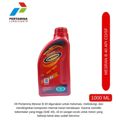 Oli Mesran B 40 1000 ML Dirancang Khusus Mobil Diesel Membutuhkan Pelumas dengan lapisan Kental
