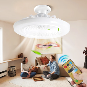 3-in-1 360° Rotating 50W LED Ceiling Fan Light LED E27 Lamp Head Fan Light Remote Control Silent