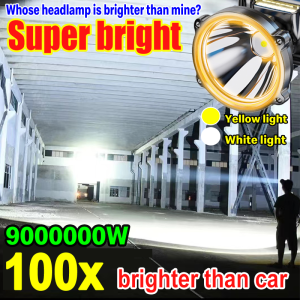 【100x brighter than car】headlamp rechargeable lampu suluh kepala headlamp waterproof headlight led light lampu kepala paling terang lampu kepala tahan lama Camping night fishing outdoor activities 头灯