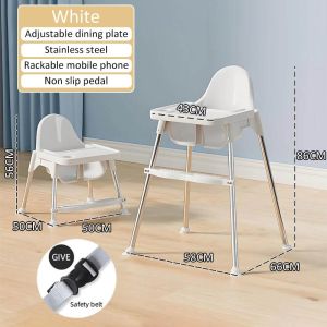 Vimmmb Adjustable Baby High Chair with Safety Belt and Storage Tray - New