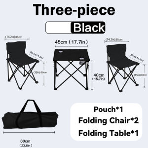 LOOGU COD 3Pcs/Set Portable Folding Chair Outdoor Portable Self-Driving Camping Picnic Table Chair