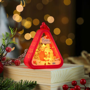 Christmas Flame Lamp Vintage Night Lights Santa Claus Snowman Elk Retro Crafts Desktop Xmas Ornament