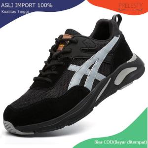 Prelesty Sepatu Keselamatan Kerja Pria Ujung Besi Sepatu Safety Sneakers Casual Tracking Ringan Proyek Olahraga Lapangan Septy Shoes 380