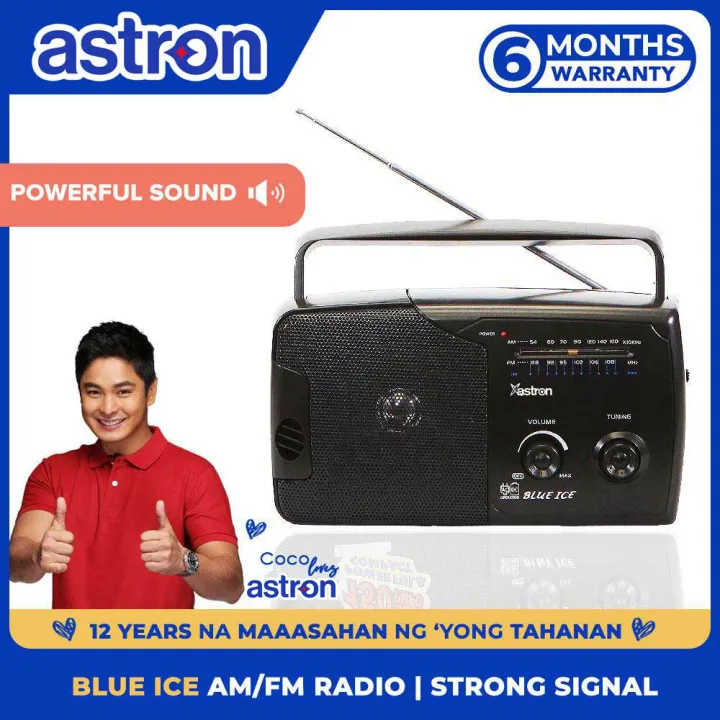 Astron BLUEICE Portable AM/FM Radio - Big Sound | Lightweight | Dual Power Option