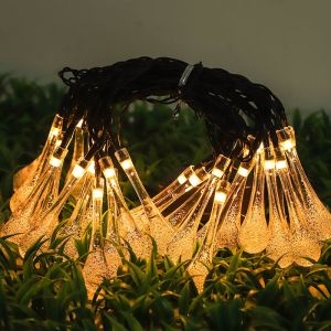 Fairy Lights LED String Lights 5m9.5m12m Water Drop Shaped Solar Lights Outdoor Waterproof Garden Decorative Lights LED Bulbs Wedding String Lights For Christmas Garden Tree Wedding Party