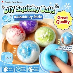 Slow Rising Ice Cracked Crystal Ball Squishy Fidget Toy Frosted Ice Texture Pinch Stress Ball Anti-Anxiety Gift