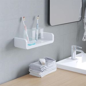 Bathroom Floating Shelf U Shape Suction Wall Rack Storage Organizer Self Adhesive (No Drilling Installation)