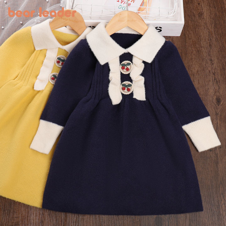 Bear Leader Baby Girl's Cute Sweater Dress 2023 New Autumn