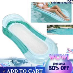 【Chinatera】PVC Inflatable Water Float Bed Leak Proof Floating Lounge Bed Wear Resist Foldable Floating Row for Summer Pool Party