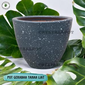 POT BUNGA GERABAH TANAH LIAT MOTIF SPRINKLE GRAY D22 T18 -  GERABAH SPRINKLE D22 GRAY