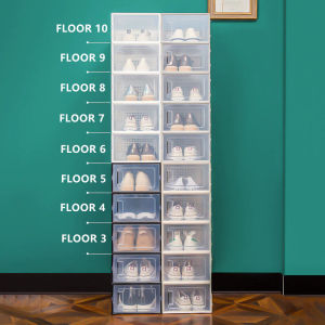 Fans Tone 12pcs Household Shoe Box Storage Plastic Transparent Stackable Drawer Shoe Storage Box Case Rack Shelf Container Organizer