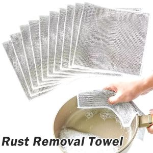 #10PCS MULTIPURPOSE SILVER WIRE DISHWASHING RAG | NON-SCRATCH METAL MESH SCRUB CLOTH FOR POTS AND PAN#SR