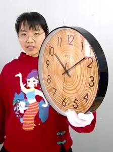 Art Texture Fashion Wall Clock Clock Wall Clock Quartz Living Room Sweep Second Epra Wooden MuteFast shipping