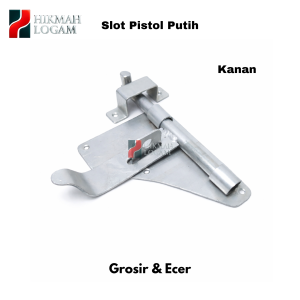 HL - Slot Grendel Model Pistol Putih Kanan & Kiri | Grendel Pintu Kayu