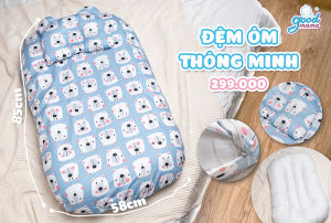 Nệm ngủ sơ sinh chống giật mình hàng chính hãng Goodmama nệm mềm êm ái vải thun lạnh siêu mềm mát giúp bé ngủ ngon