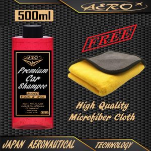 AERO - PREMIUM VEHICLE SHAMPOO /Japan Aeronautical Technology/PH Balanced Car Cleaning Solution/500ml/Snow Wash & Wax in 1 Step/Rich Bubble/15 Times/Suitable for Paint/Wrap/Coated/Chrome/Reset Gloss/Protect & Safe