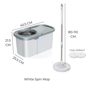 Spin Mop Set With Bucket  (2 Mop Clothes) 360 Rotating Floor Mop Quick Dry Wash Mop Labor-Saving Spinning Mop Set