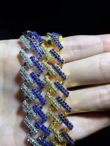 Cross-border best-selling hip-hop Cuban chain 15mm gold Full Diamond Bar-Shaped Mens Bracelet hiphop Fashion Accessories Wholesale