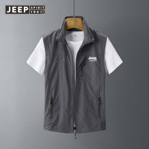 JEEP SPIRIT Áo Ghi Lê Mới Áo Ghi Lê Câu Cá Chụp Ảnh Xuân Hè Thoải Mái Ngoài Trời Cho Nam Áo Ghi Lê Cổ Đứng