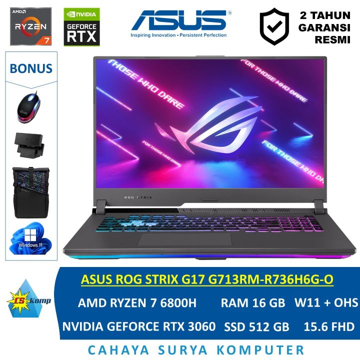 ASUS ROG STRIX G17 G713RM-R736H6G-O AMD Ryzen™ 7 6800H GeForce RTX 3060 ...