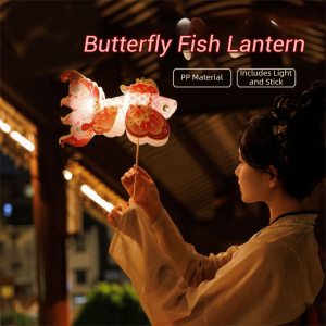 OOC Handmade Mid-Autumn Festival Fish Lantern Ancient Style Material Kit DIY Lantern Material Kit Portable Paper Craft Handheld Fish Lantern Middle Autumn Festival