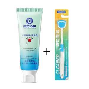 Tongue Cleaning Gel Tongue Cleaner Tongue Scrapper Oral Care Keep Fresh Breath Remove Oral Odo 舌苔清潔啫喱+刮舌頭50g