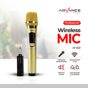 Advance MIC-103 Professional Microphone Mic Wireless Gold Can be Charged / Guaranteed 1 year