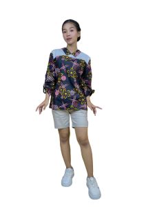 Putri Nasya - Blouse Batik Big Size Atasan Panjang Wanita KNR Kantor Formal Bahan Katun Baju Kerja Top Cewek Casual Hitam Basic Oversize