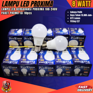 Bohlam LED 8 Watt Proxima PAKET PROMO ISI 10 PCS Cahaya Putih Super Terang 8 WATT E27 Proxima Original Paket Isi 10 pcs