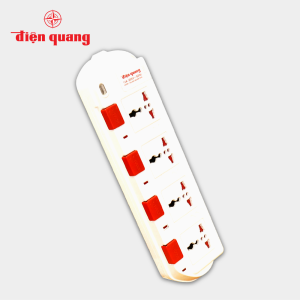 Ổ cắm điện đa năng Điện Quang ĐQ ESK 2W. SM740SL (4 lỗ 3 chấu dây 2 mét màu Trắng Đỏ) công suất 2500w tự ngắt khi quá tải BH 12 tháng