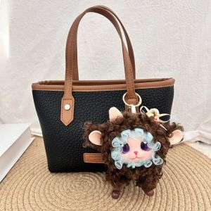DRESSPLUS Túi treo Móc khóa hình cừu bông Tóc xoăn kiểu Lolita Đồ trang trí Móc khóa xe hơi Trang trí túi xách Dễ thương dây chuyền búp bê cừu Quà tặng cho bé gái.