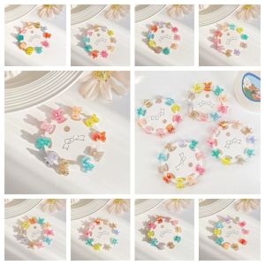 XINSU38 Hair Clip Mini Hair Claw Hair Accessories Transparent Flower Mini Hair Claw Vintage Candy Color Star Hair Crab Clip Women